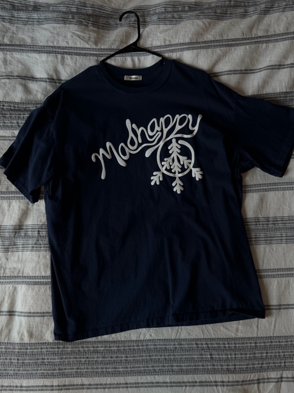 Madhappy Aspen CO Apres snowflake Navy Tee with White Peace Logo